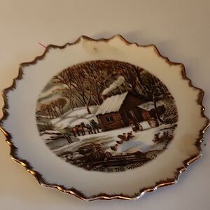 Currier and Ives Plate with Winter Scene